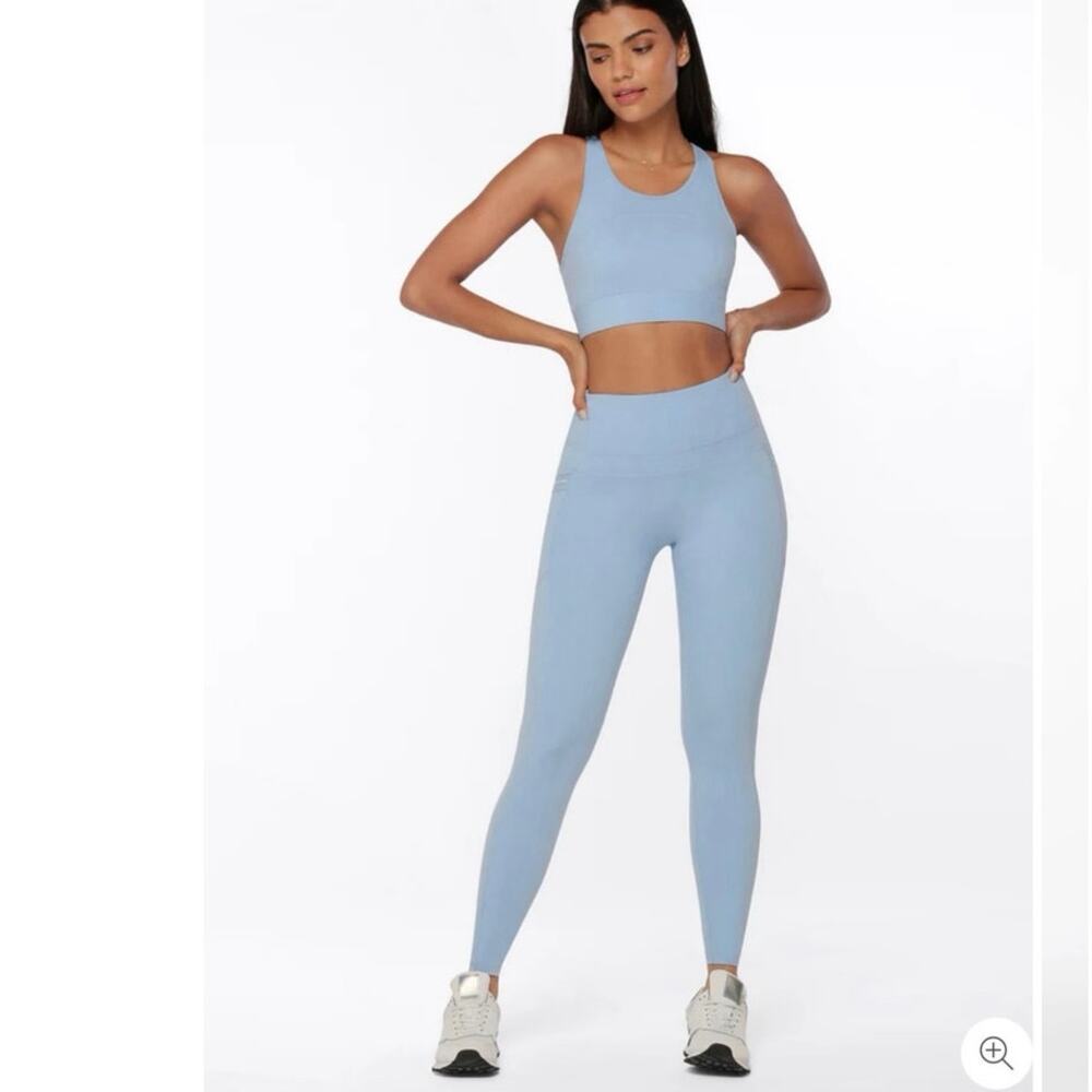 Lorna Jane Cardio No Ride Pocket Full Length Leggings in Light Blue SZ S